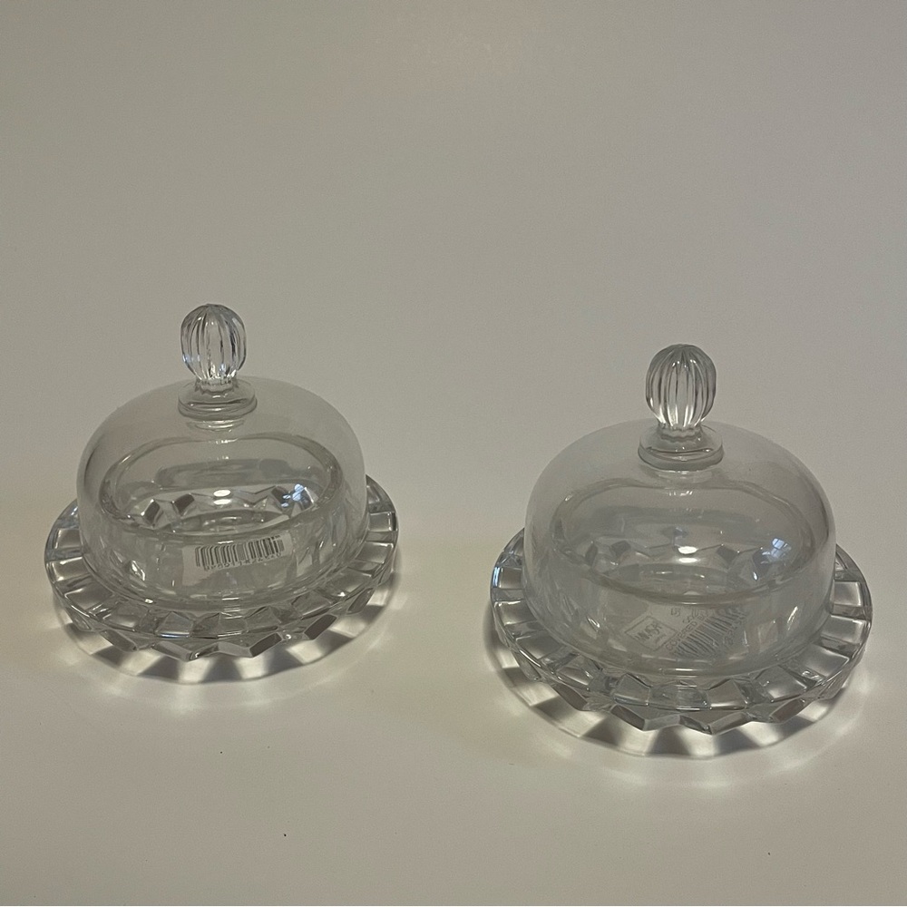 Mikasa Salina Crystal Domed Covered Butter Dishes Set of 2 in Box